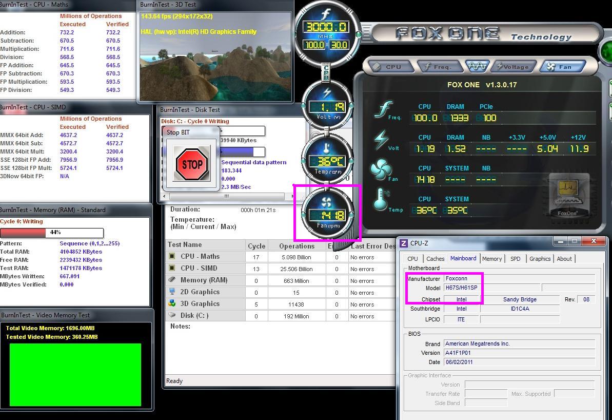 cpu temp & fan rpm